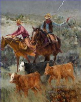 Originale Cowboy und Westernkunst Gemälde
