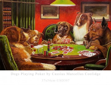 hunde spielen poker Ölbilder verkaufen - Dogs Playing Poker Cassius Marcellus Coolidge 37x54cm EUR307