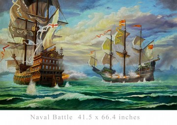Naval Battle 42x66inches EUR926 Ölgemälde
